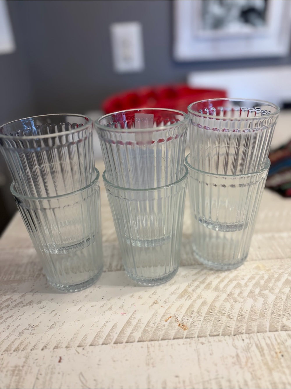 Clear Ribbed Glass Tumbler Set - 6 Pack - Picture 2 of 2